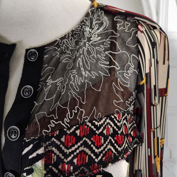 Bryon Lars Beauty Mark Top Size 8 Abstract Mixed Print Media Designer Blouse - Picture 7 of 16